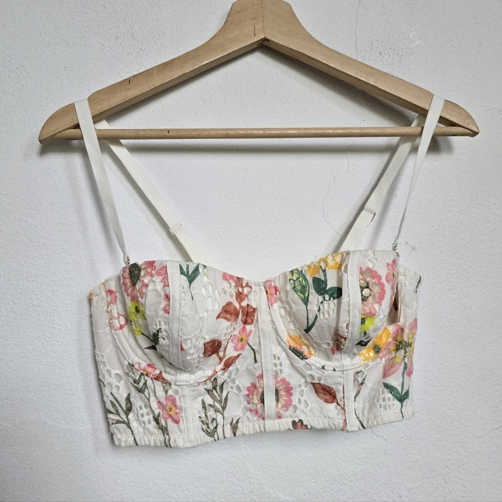 NWT Aerie Show Off Eyelet Unlined Bra Floral Lace Bustier 36C - Picture 8 of 17